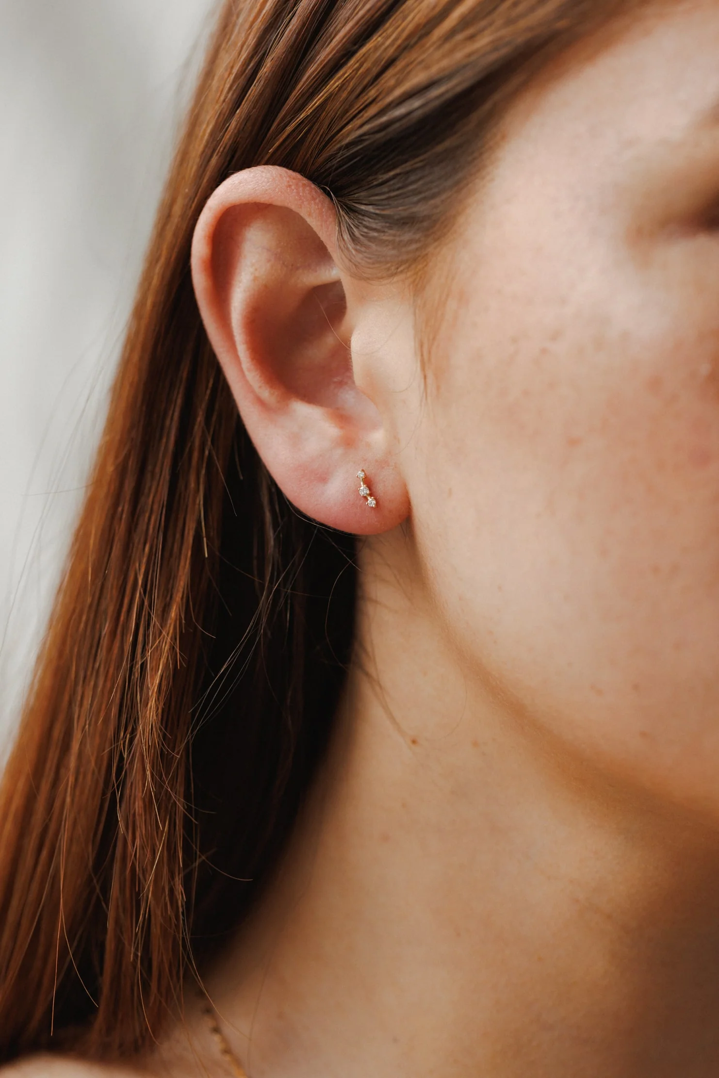 Astra White Sapphire Bar Studs - Image 3