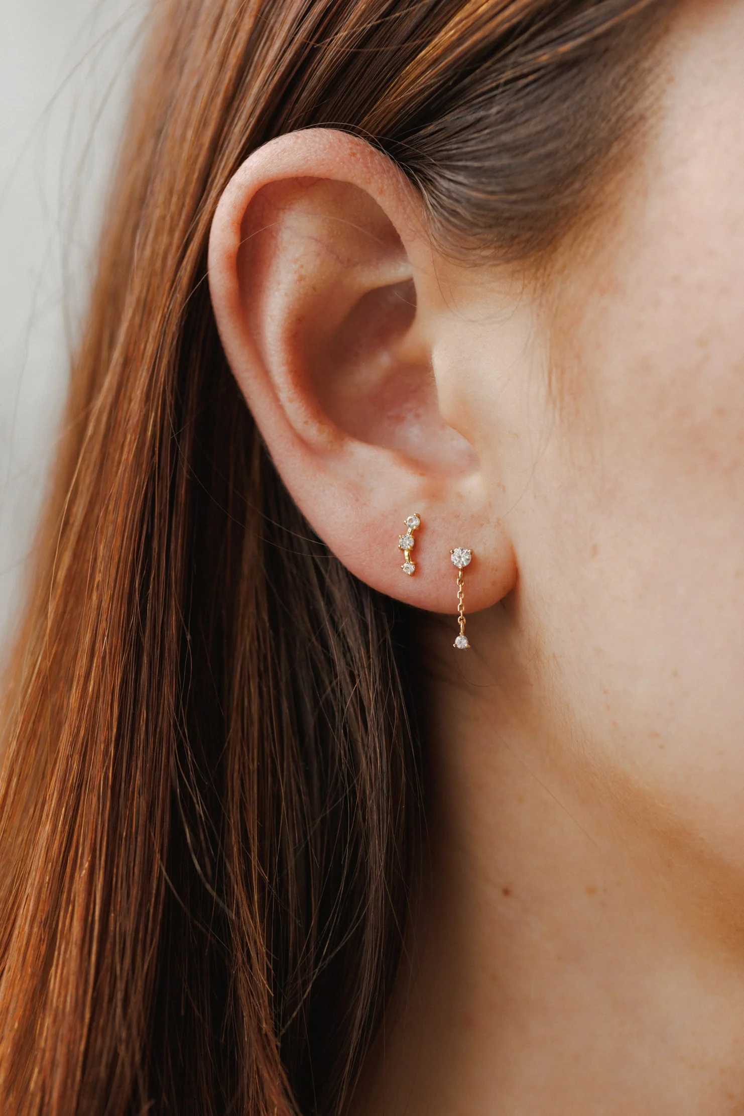 Astra White Sapphire Bar Studs - Image 5