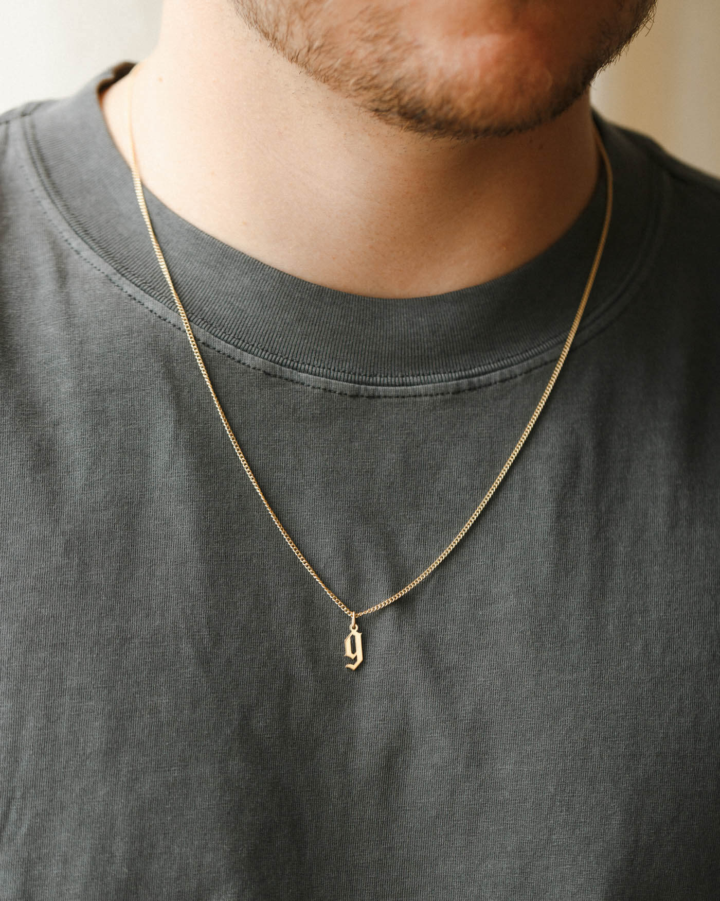 Bold Gothic Initial Necklace - Image 11