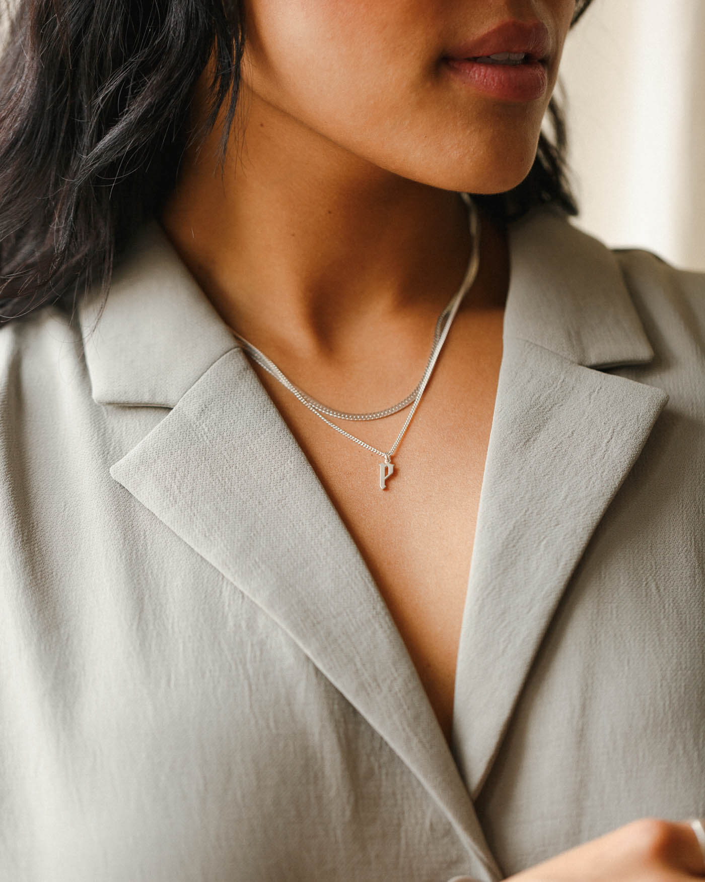 Bold Gothic Initial Necklace - Image 4