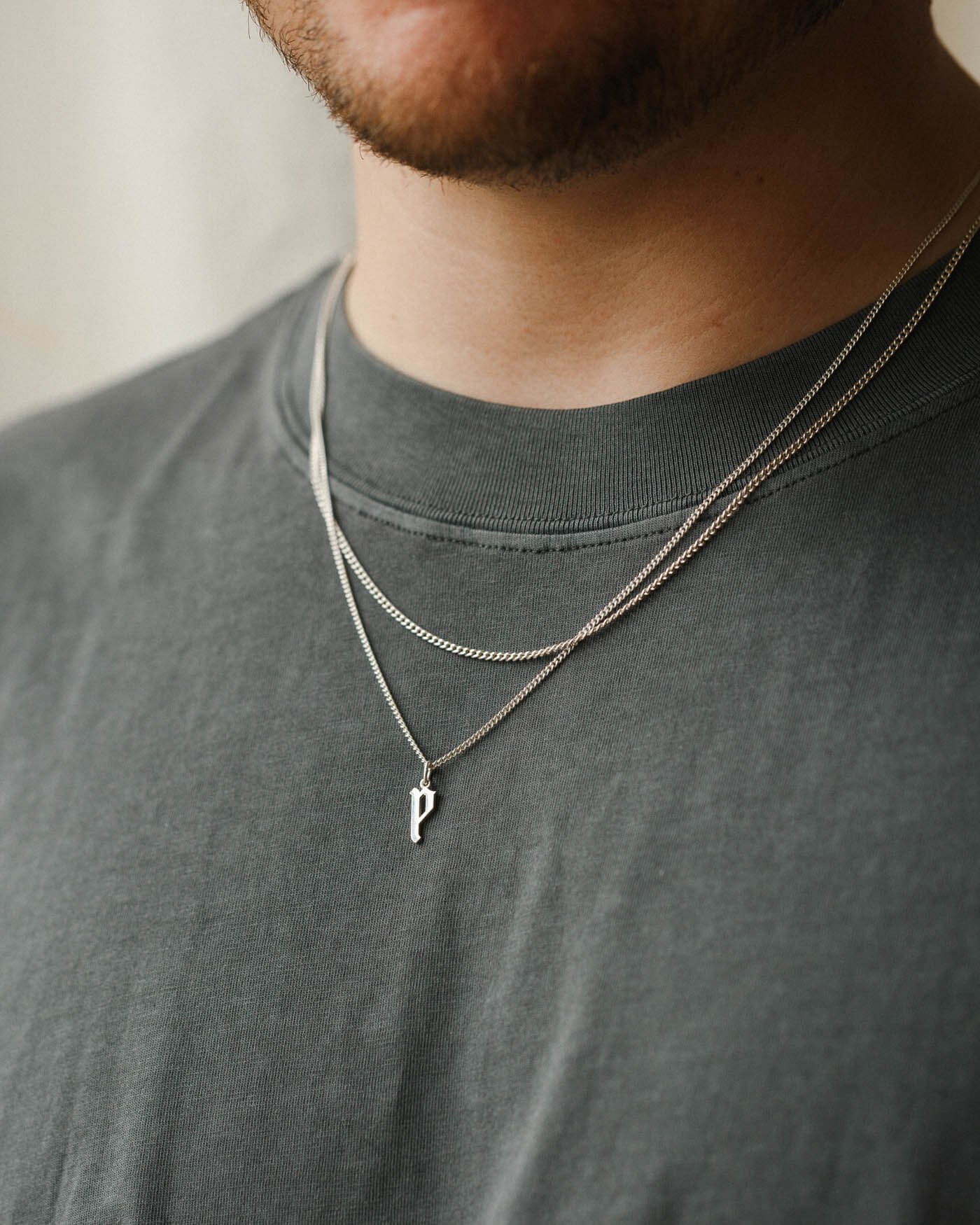 Bold Gothic Initial Necklace - Image 8