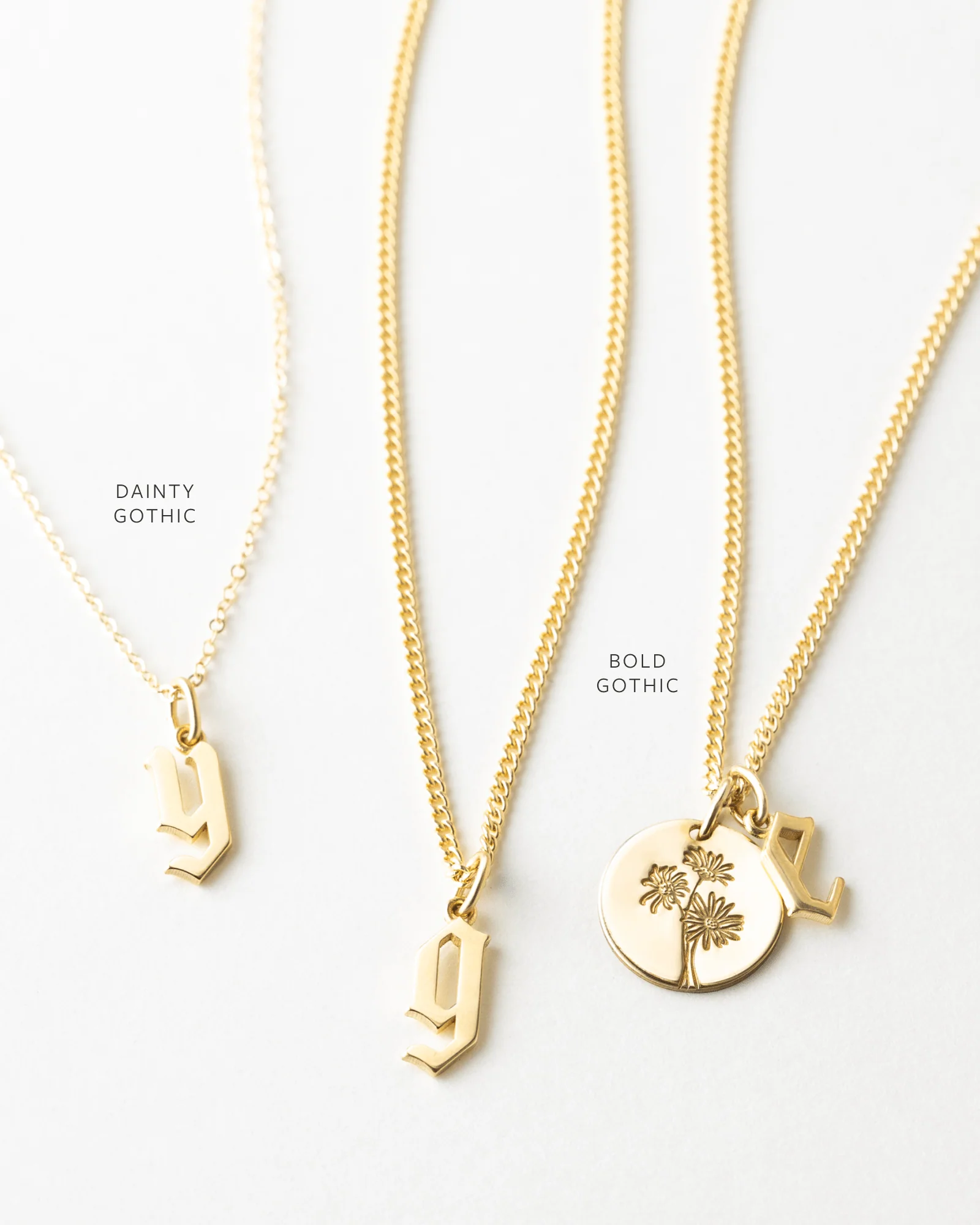 Dainty Gothic Initial Necklace - Image 11