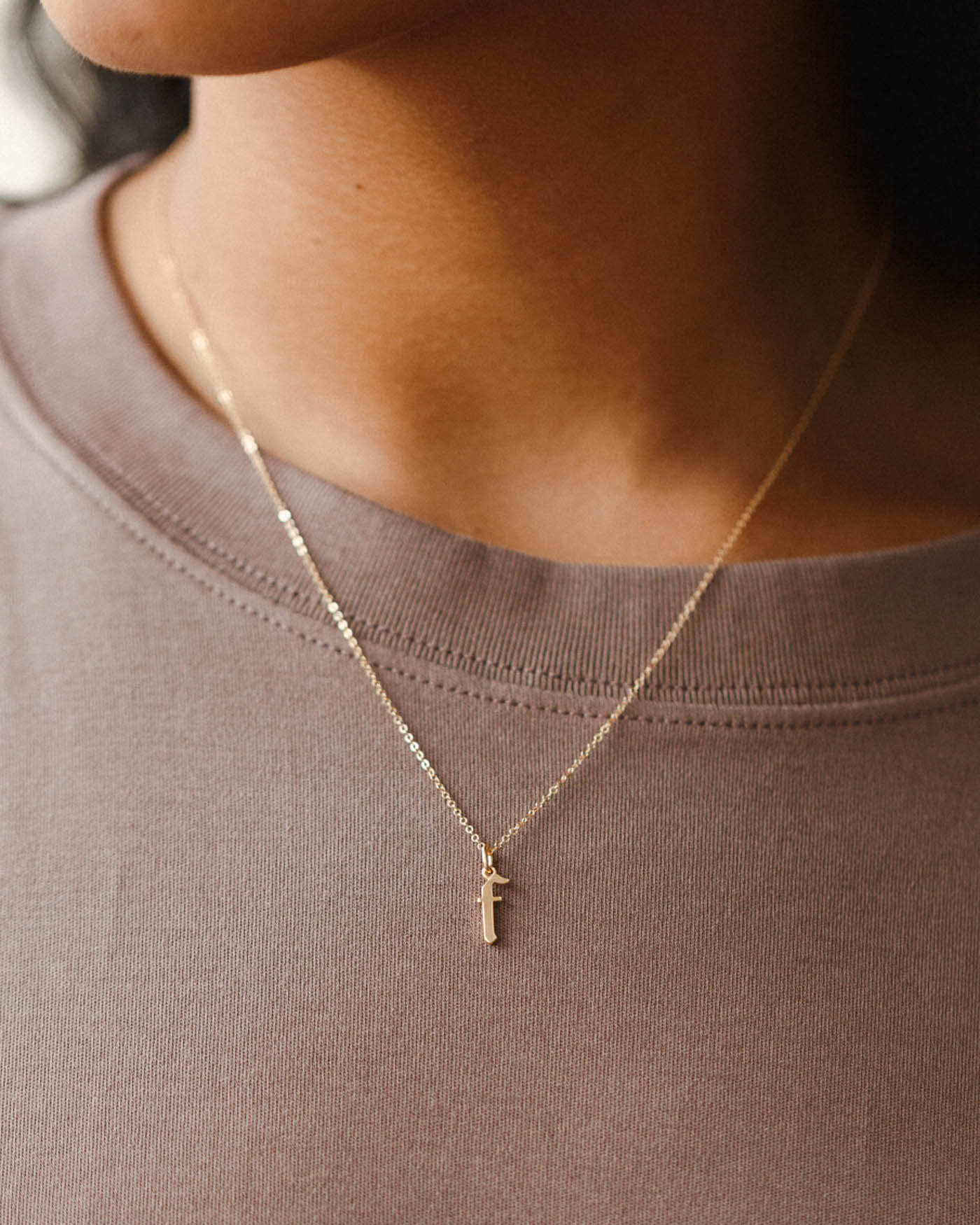 Dainty Gothic Initial Necklace - Image 3