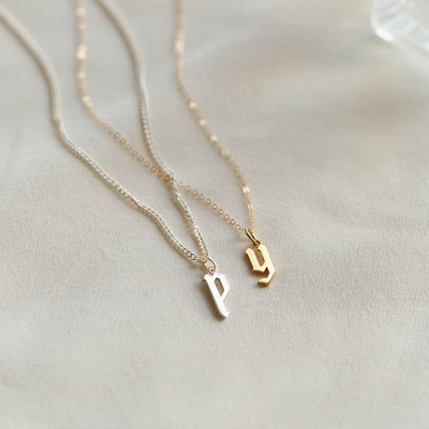 Dainty Gothic Initial Necklace - Image 6