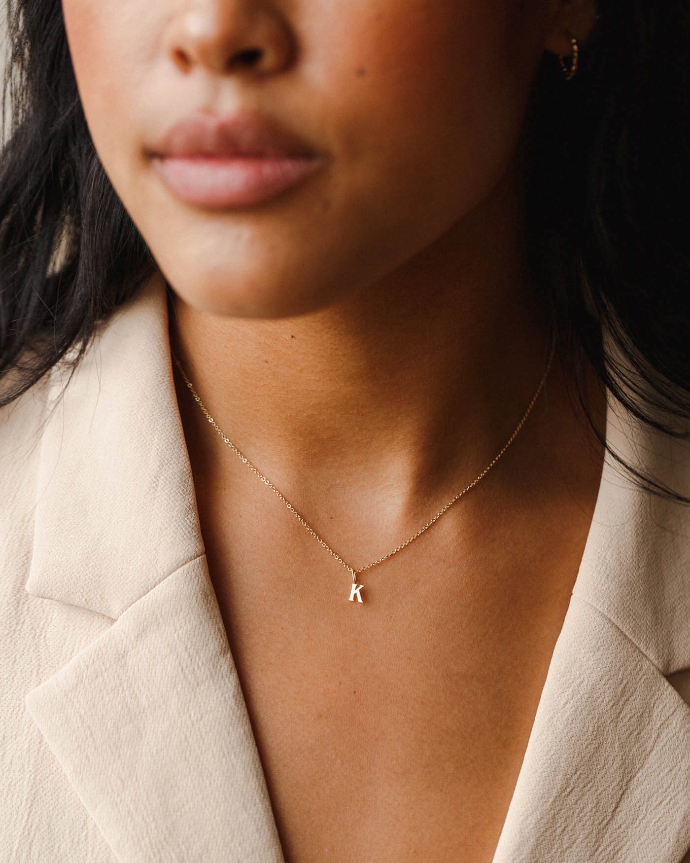 Dainty Serif Initial Necklace - Image 4