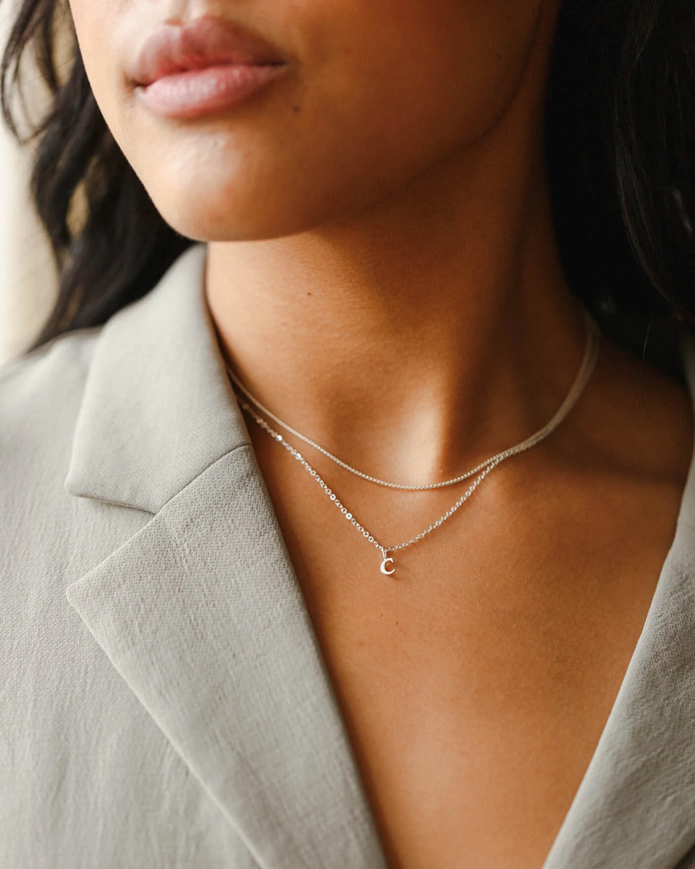 Dainty Serif Initial Necklace - Image 8
