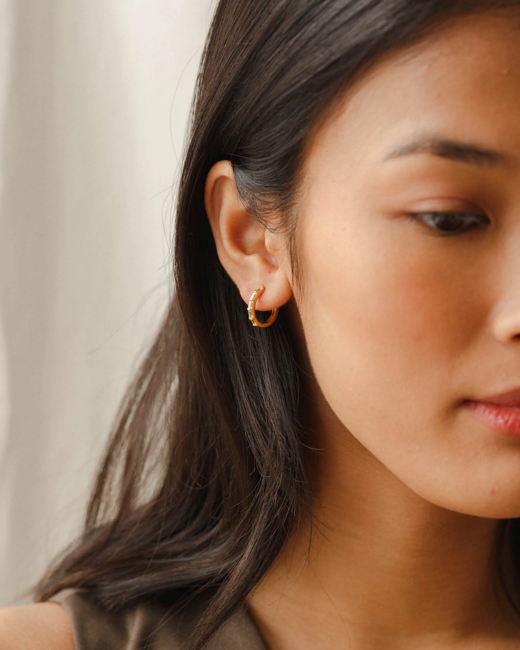 Deco White Sapphire Hoops - Image 6