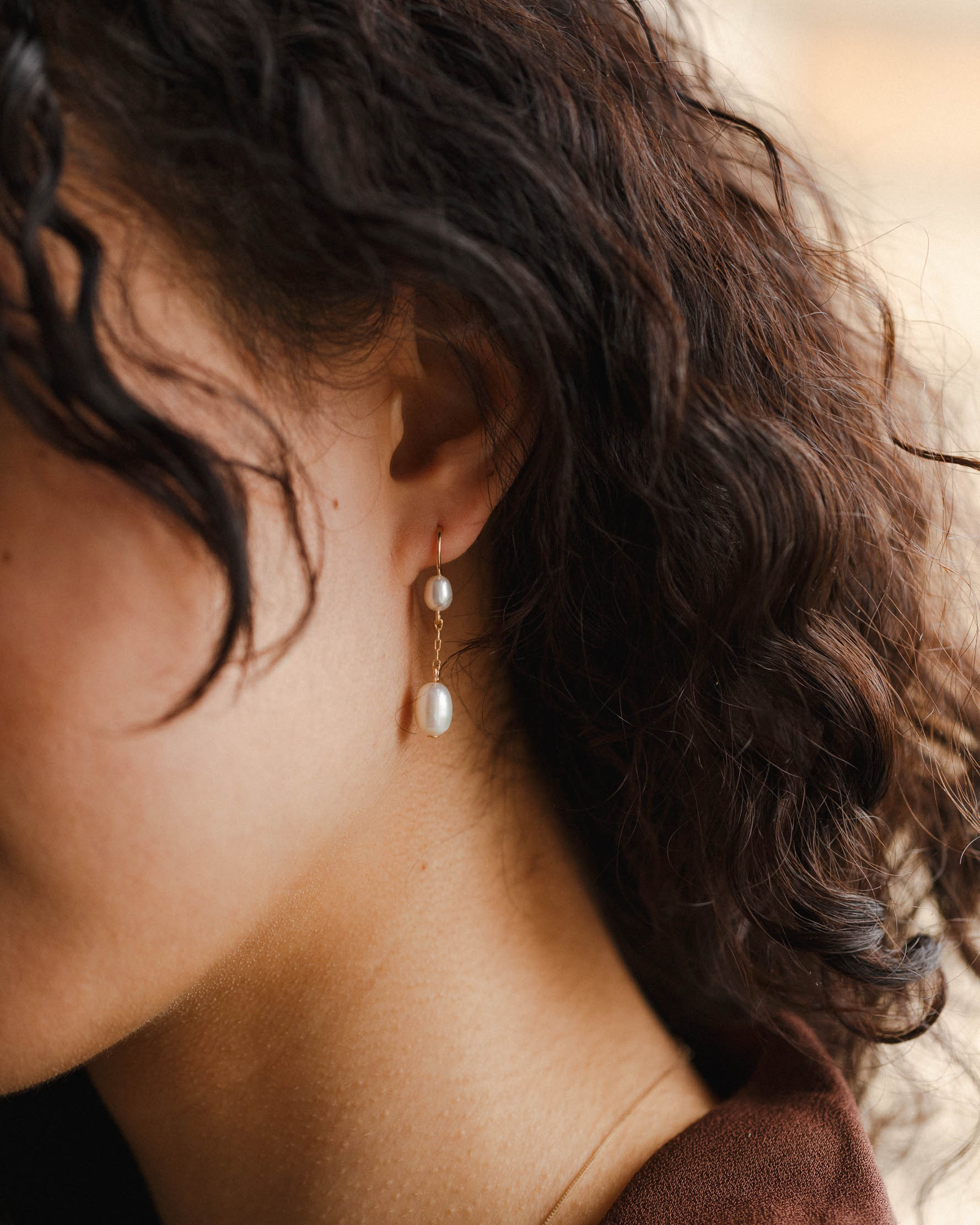 Deux Pearl Drop Earrings - Image 3