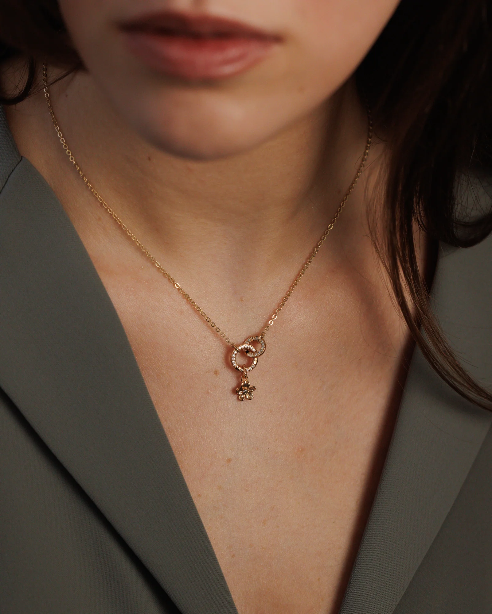 Pavé Duo Charm Holder Necklace - Image 7