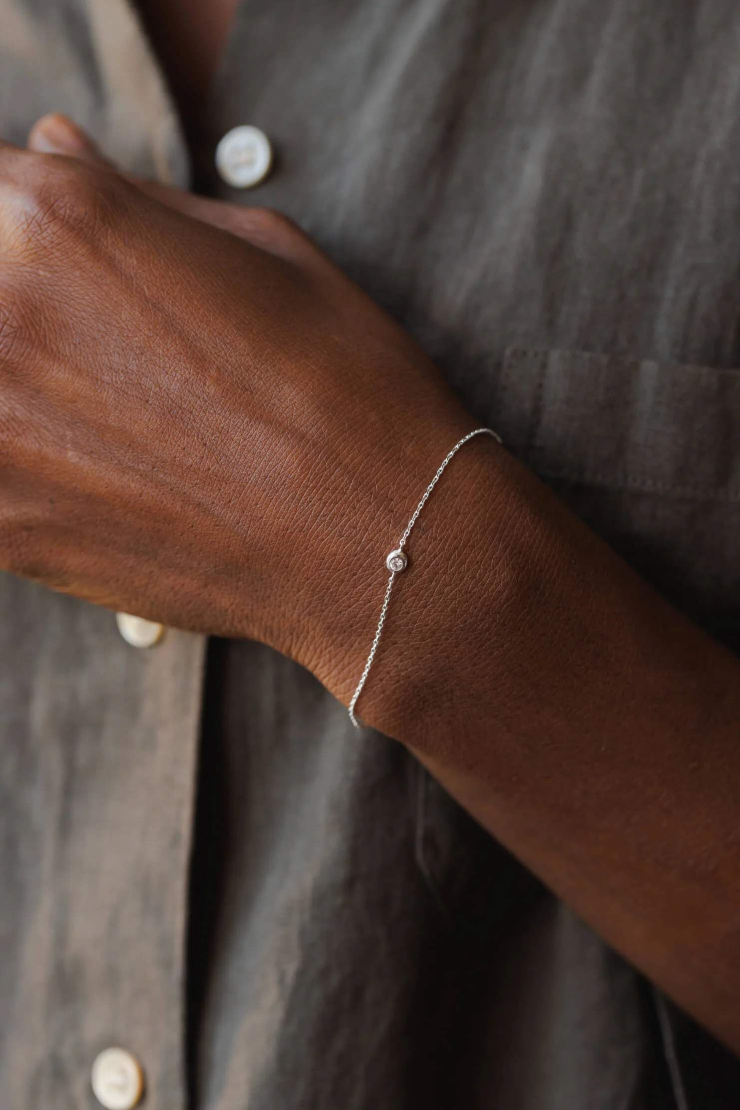 Gaia White Sapphire Solitaire Bracelet - Image 3