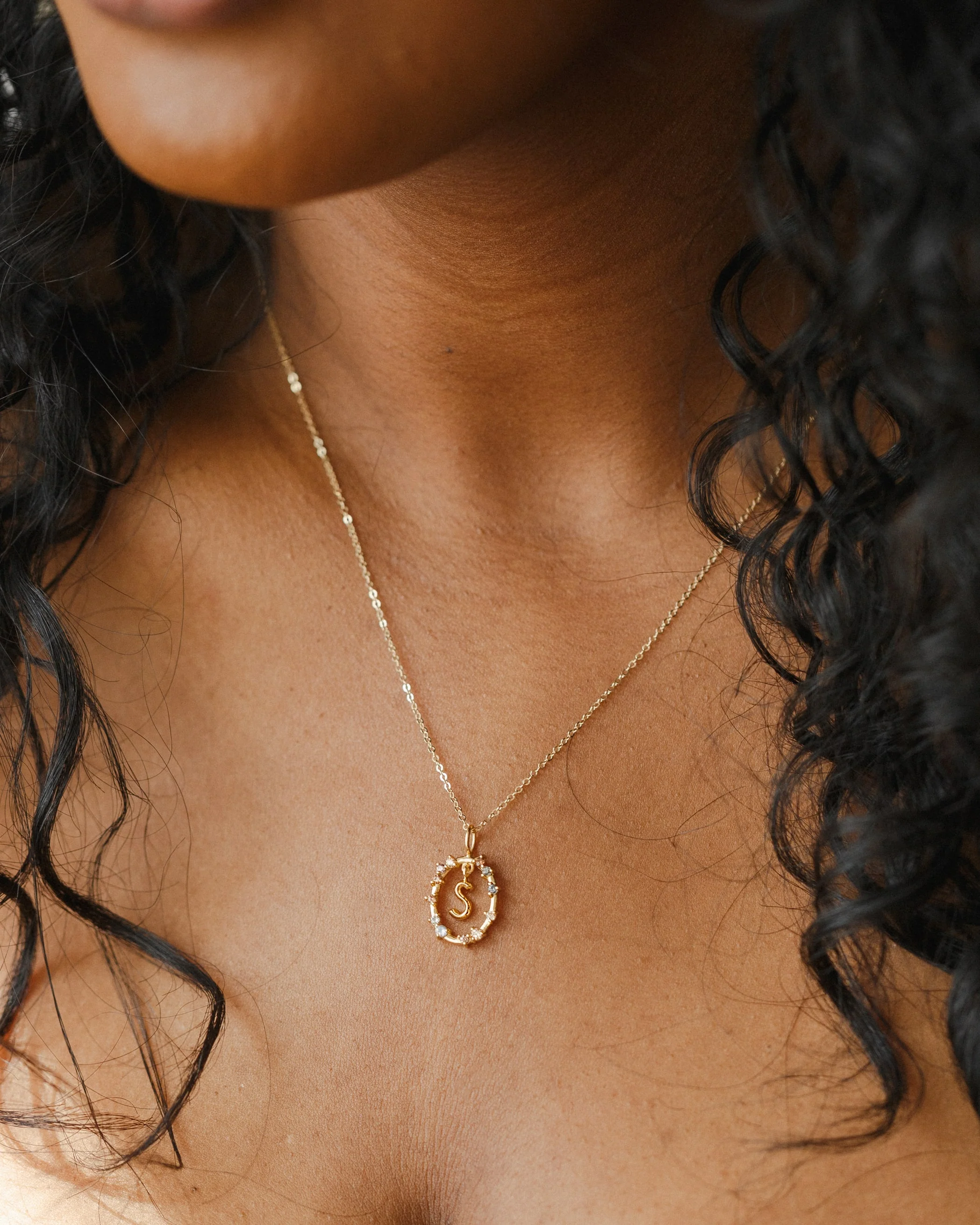 Gemstone Frame Initial Pendant - Image 3