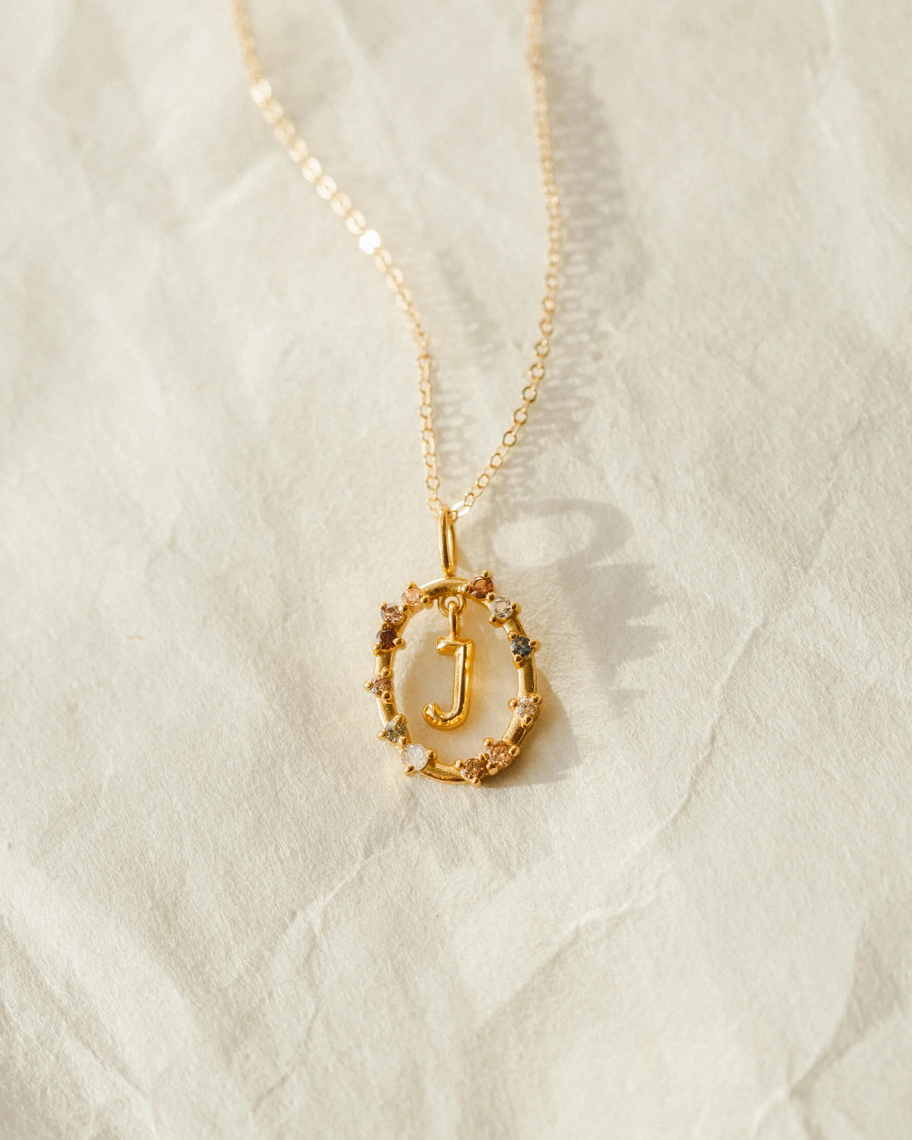 Gemstone Frame Initial Pendant - Image 4