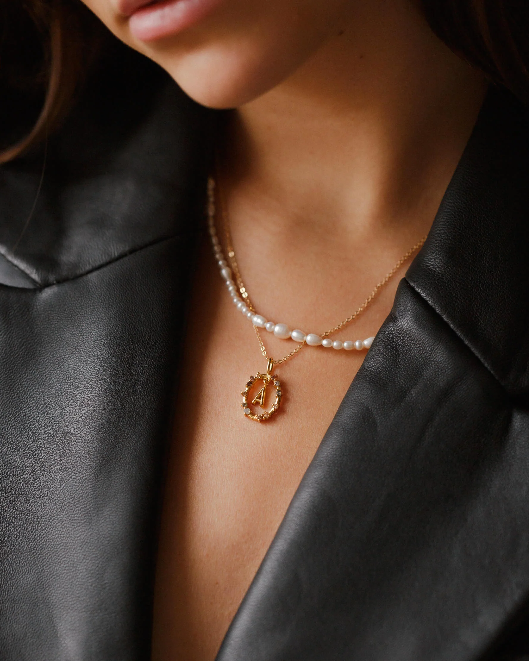 Gemstone Frame Initial Pendant - Image 5