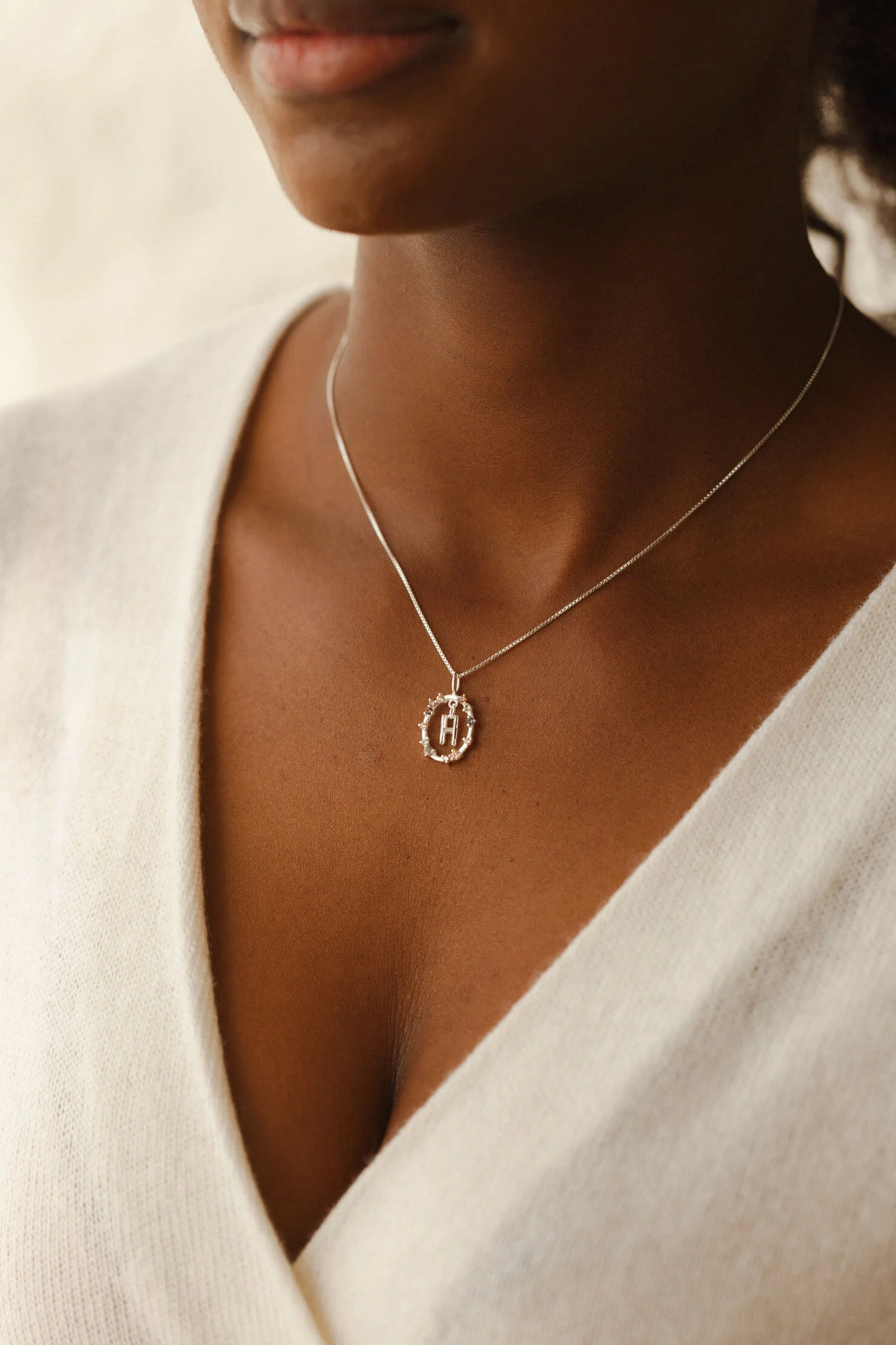 Gemstone Frame Initial Pendant - Image 7