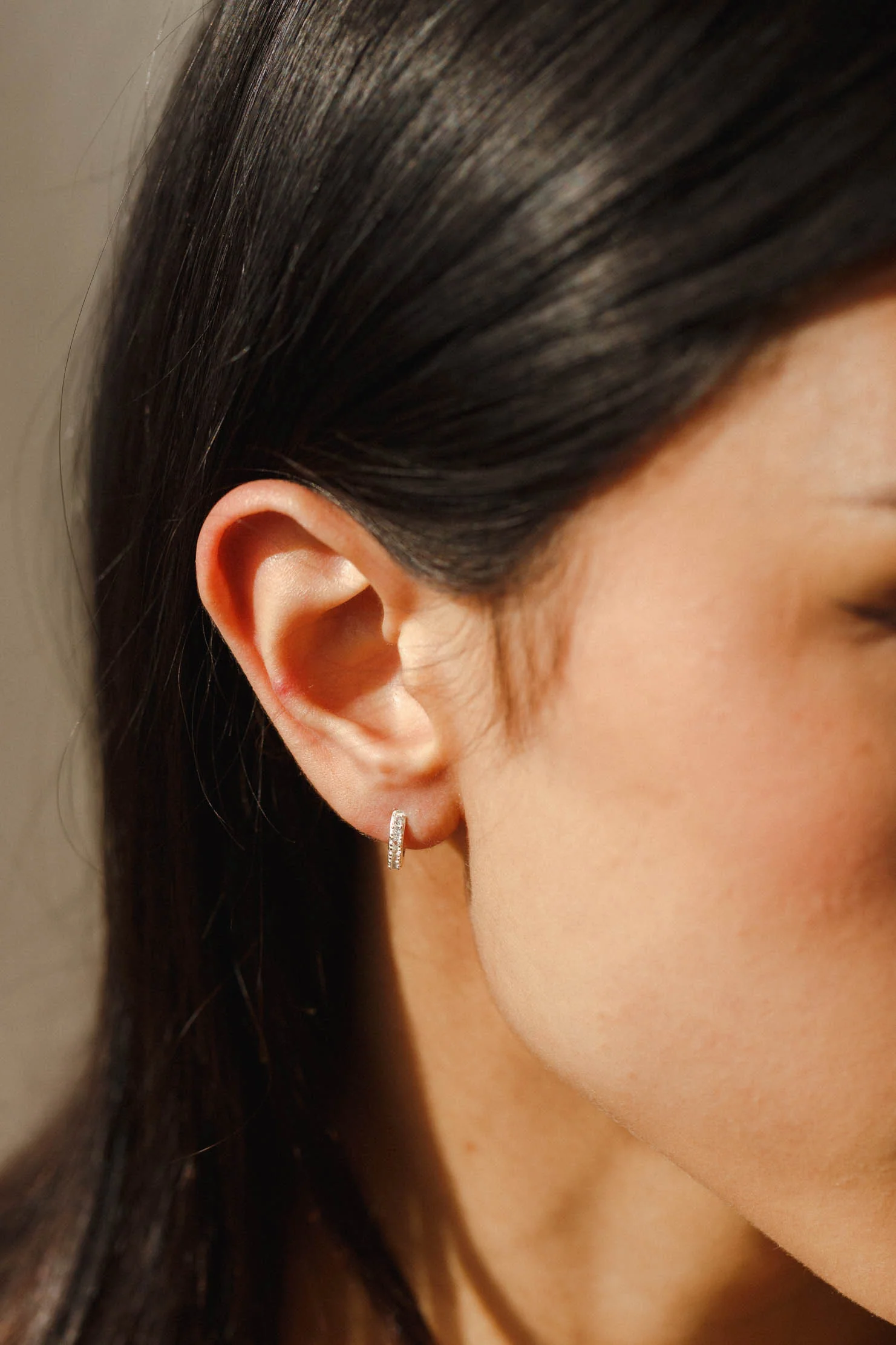 Olivia White Sapphire Huggie Hoops - Image 7