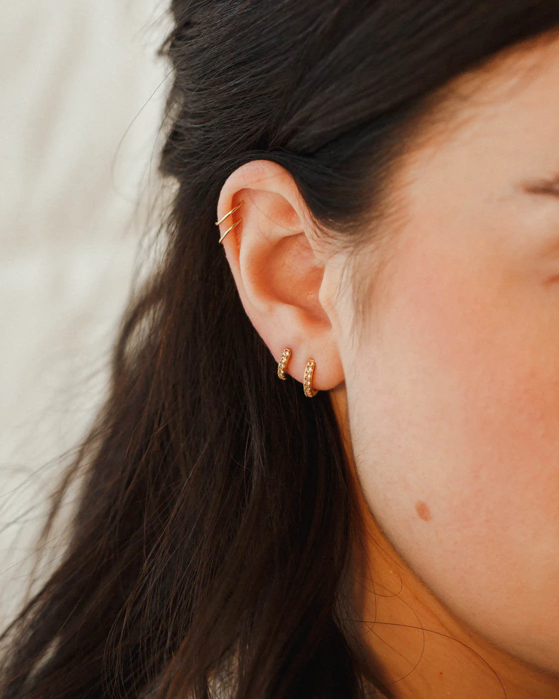 Ona White Sapphire Huggie Hoops - Image 7