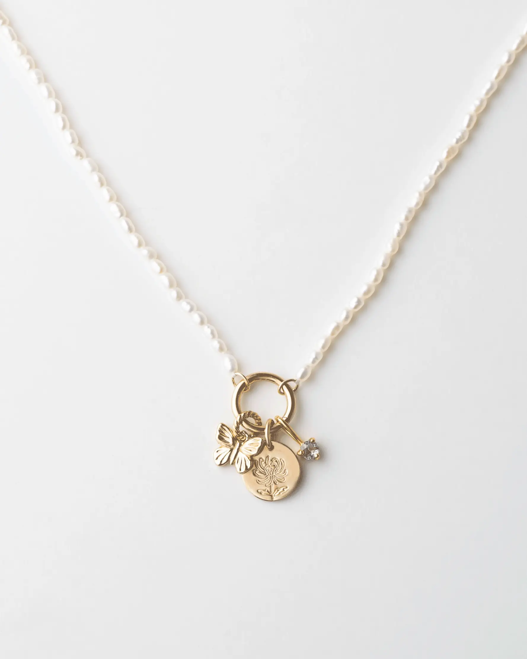 Pearl Charm Holder Necklace