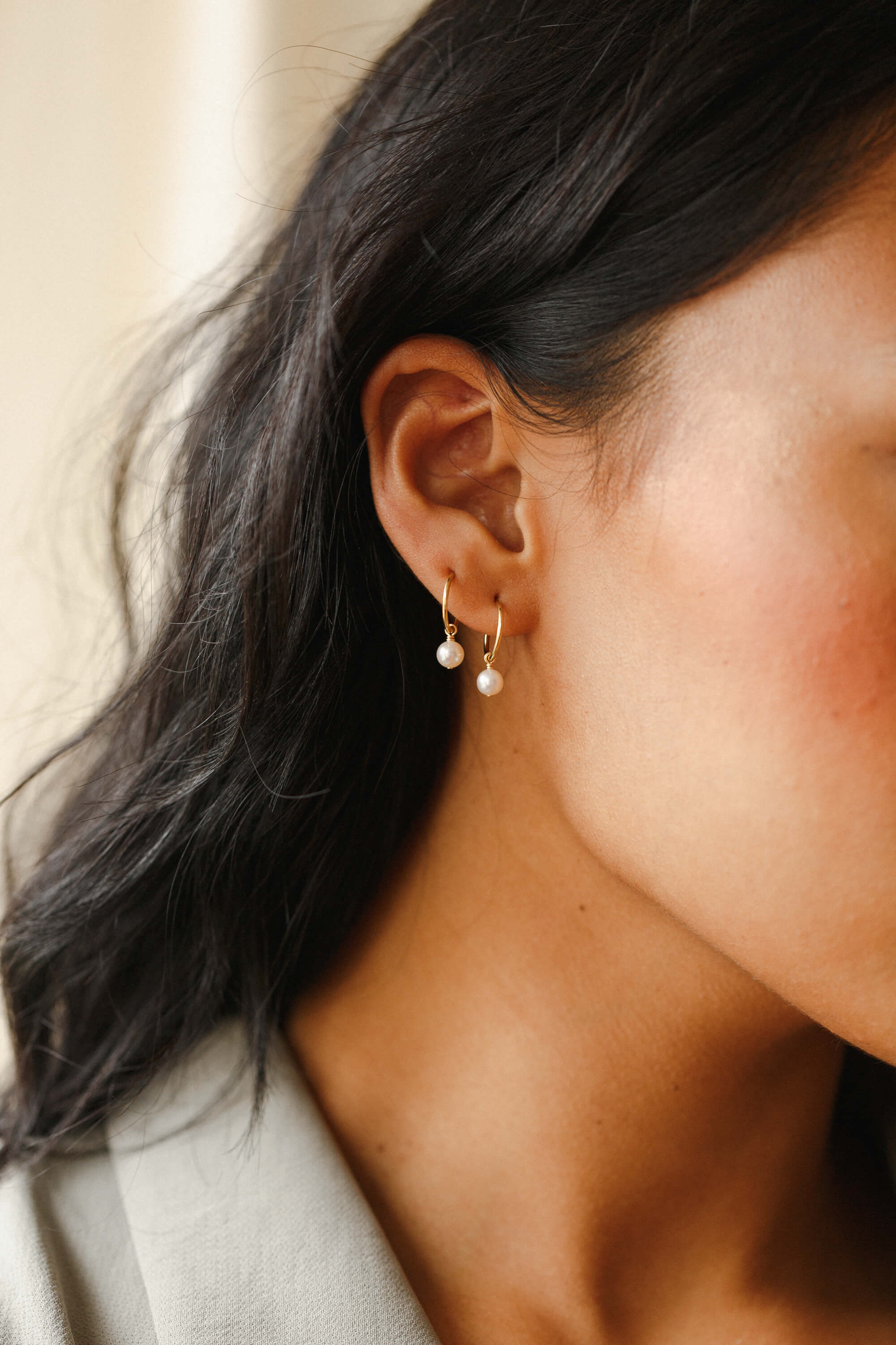 Sia Pearl Huggie Hoops - Image 5