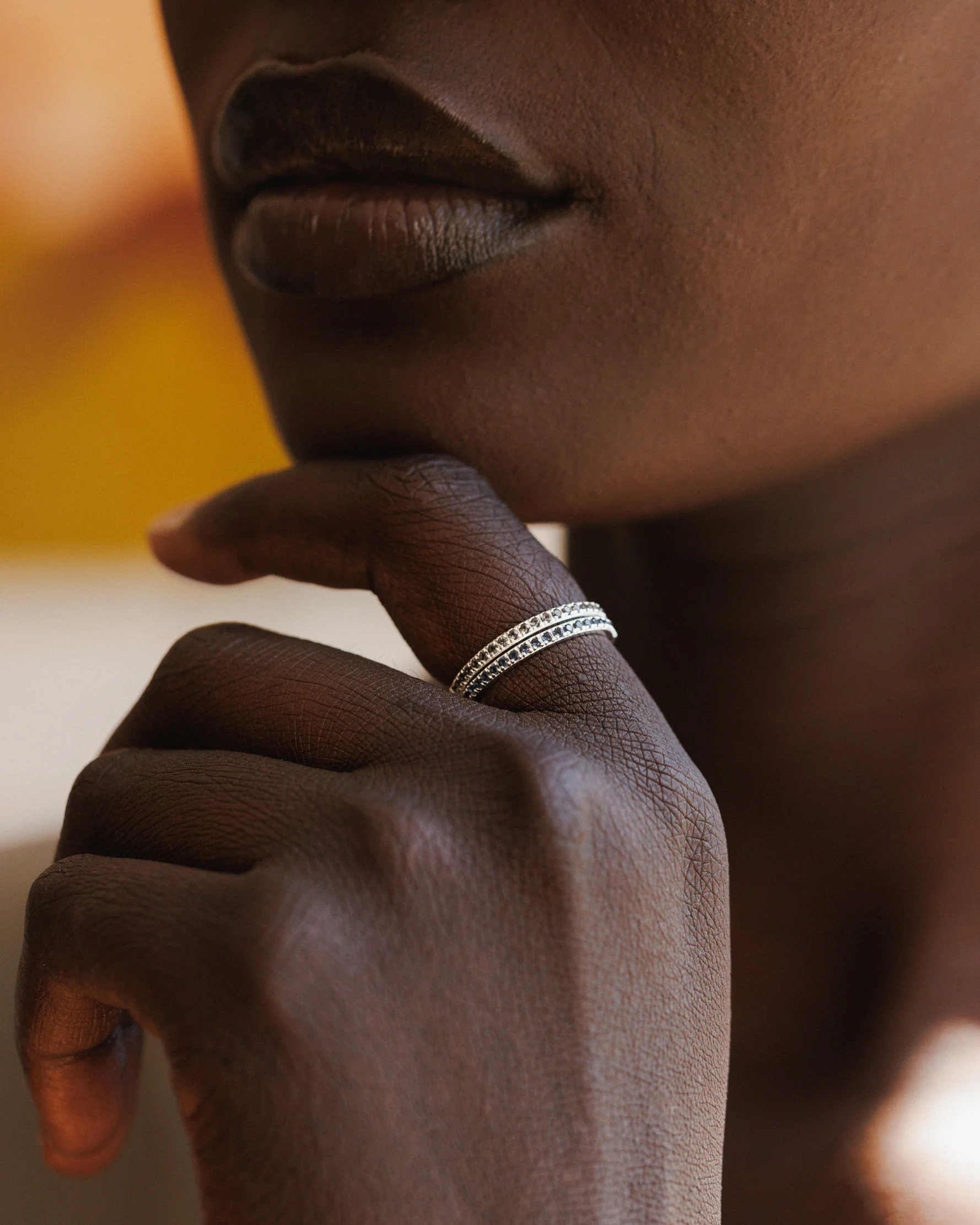 Silver Aura Birthstone Stacking Ring - Image 3