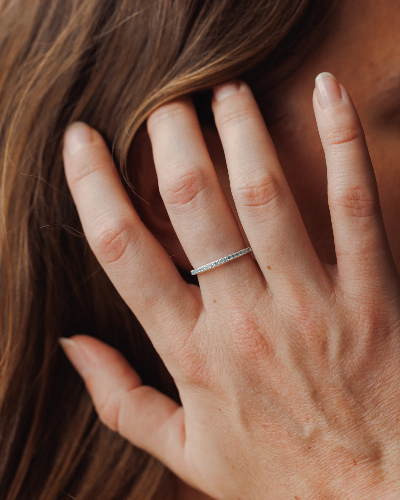 Silver Aura Birthstone Stacking Ring - Image 8
