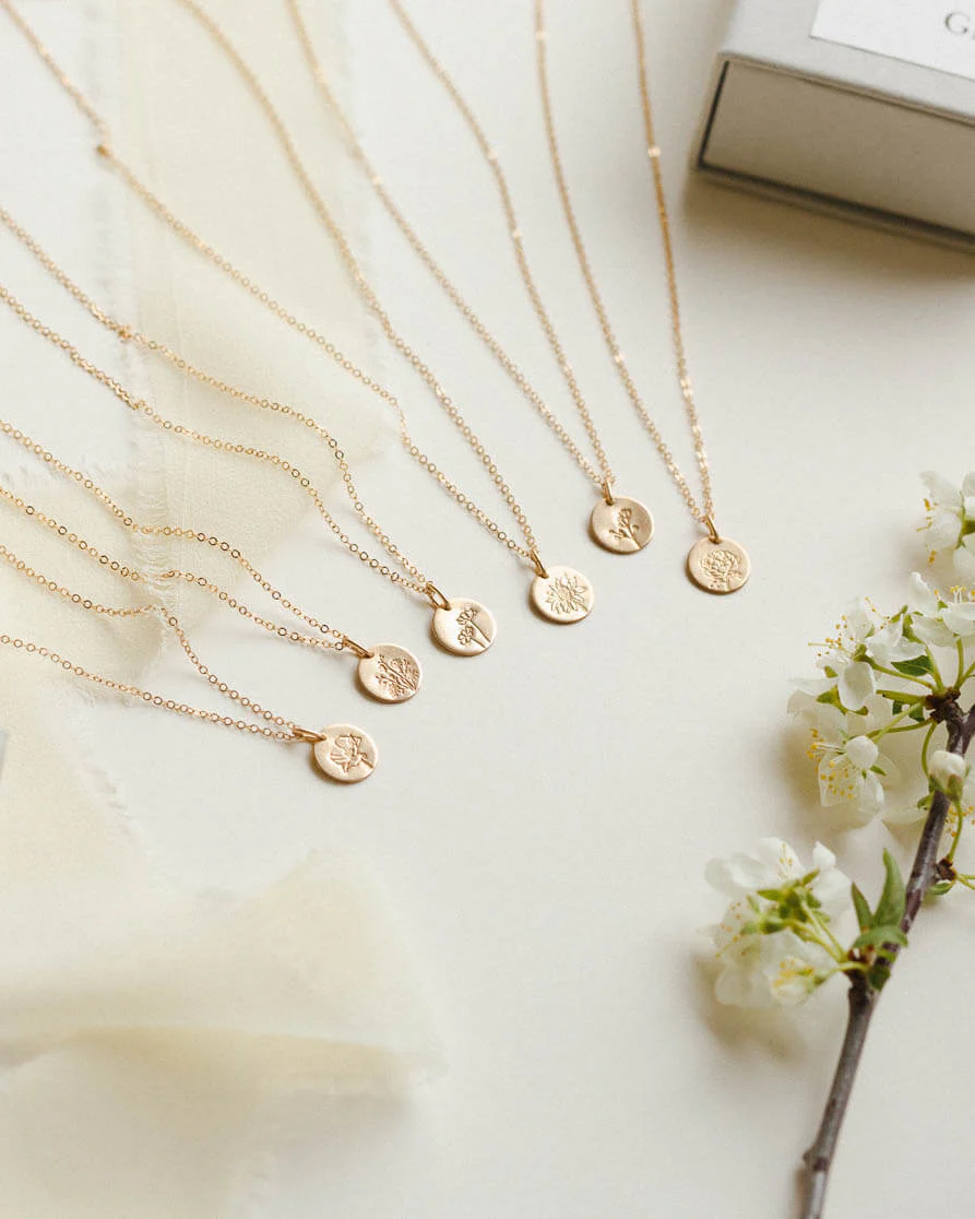 Small Flora Necklace - 14k Solid Gold - Image 9