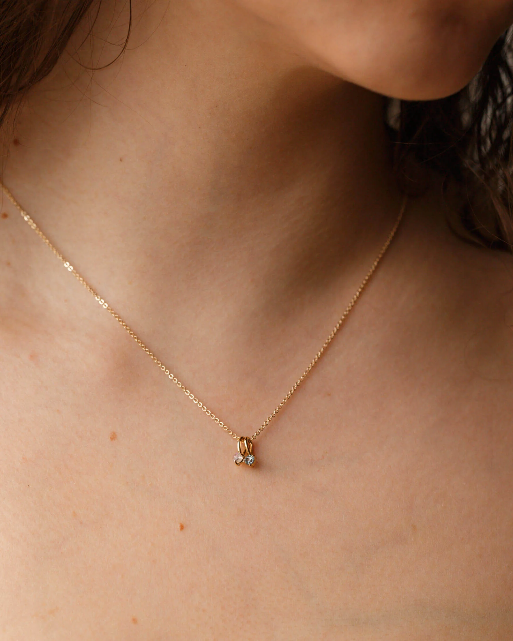 Solid Gold Aura Birthstone Charm Necklace - Image 5