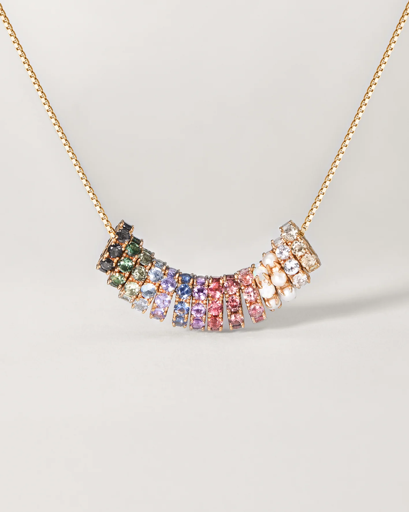 Solid Gold Aura Birthstone Bead Necklace - Image 2