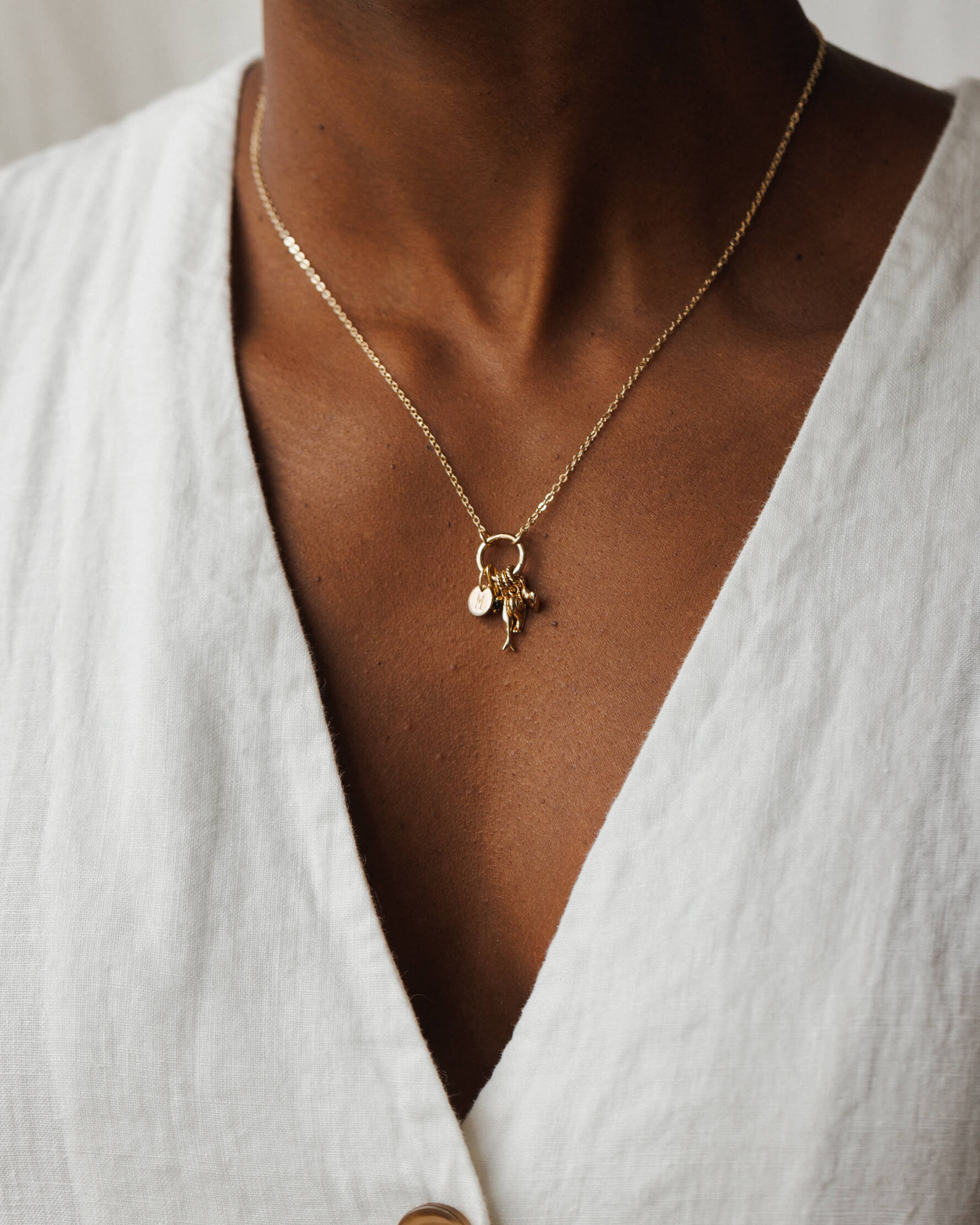 Solid Gold Charm Holder Necklace - Image 2