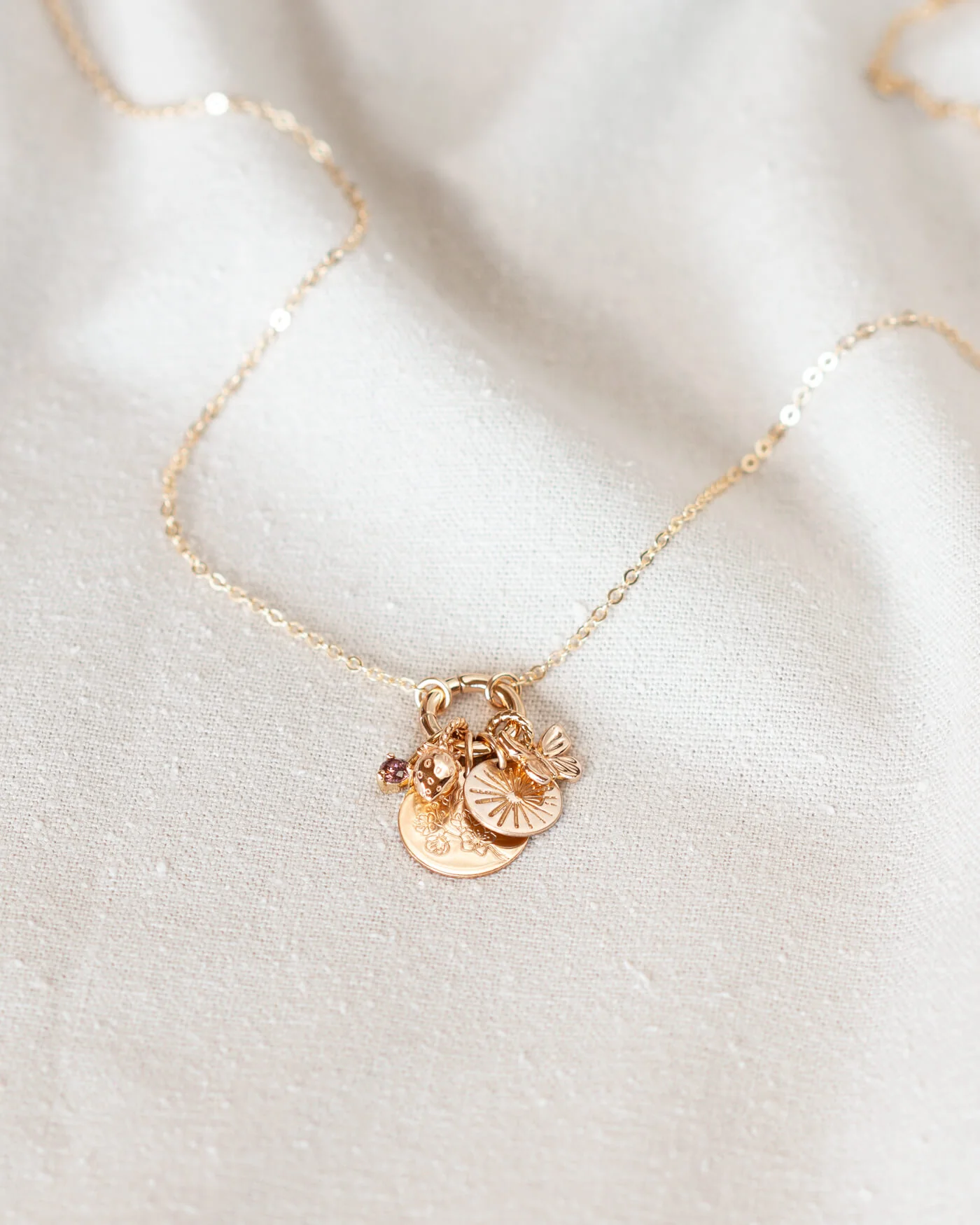 Solid Gold Charm Holder Necklace - Image 3