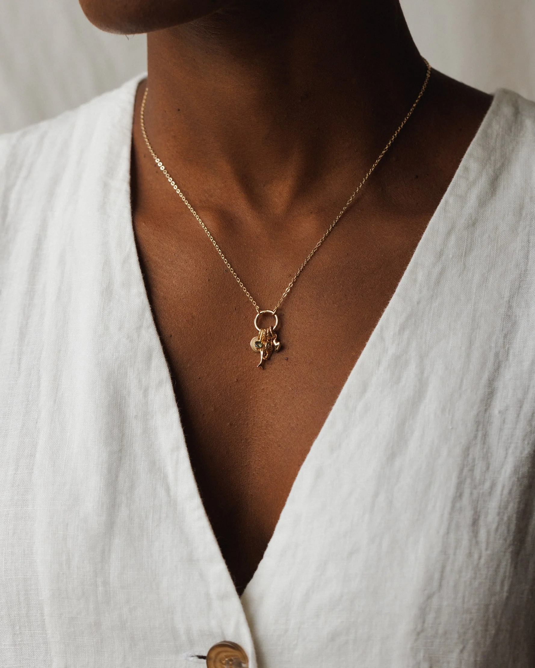 Solid Gold Charm Holder Necklace - Image 5