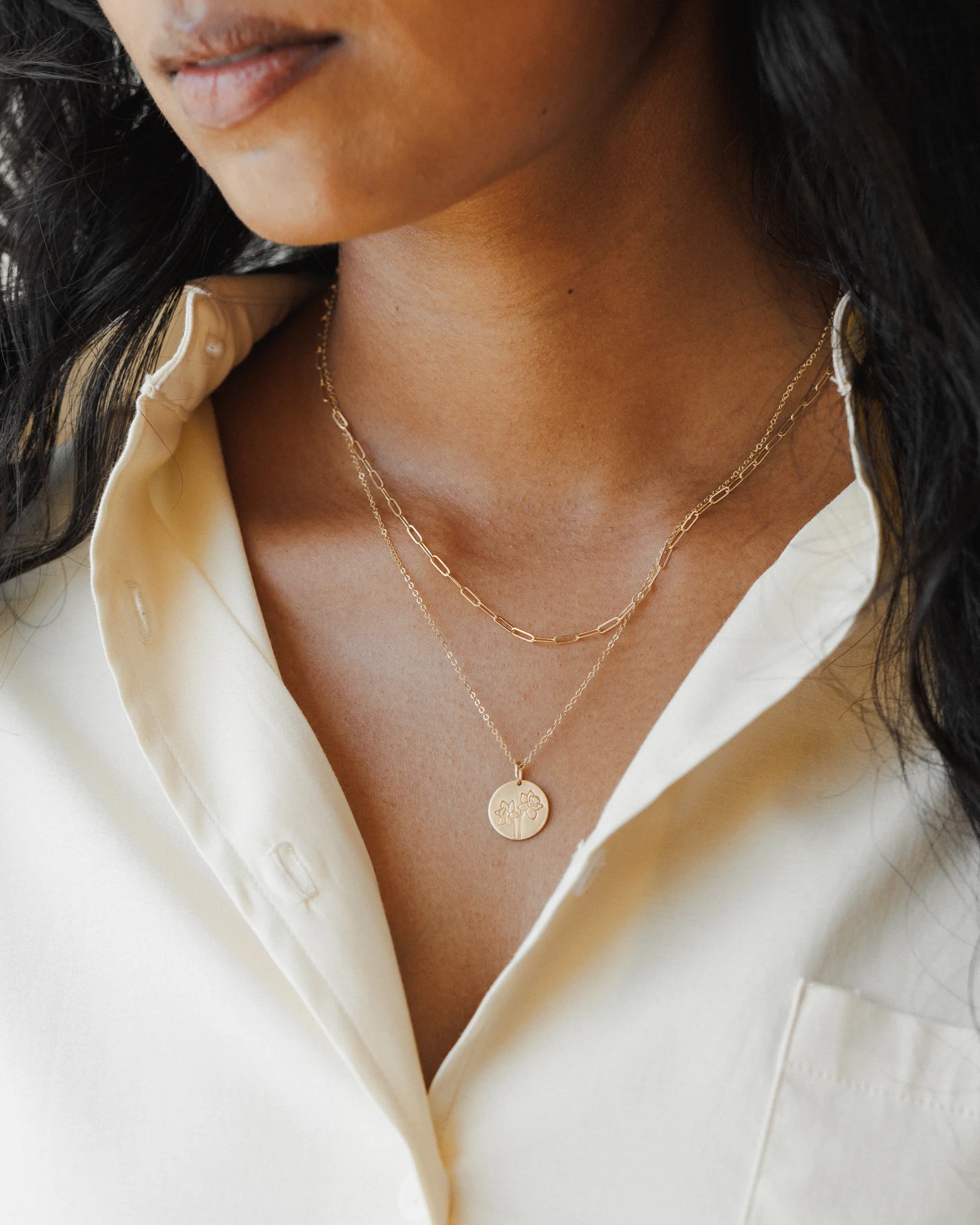 Solid Gold Dainty Paperclip Chain - Image 3
