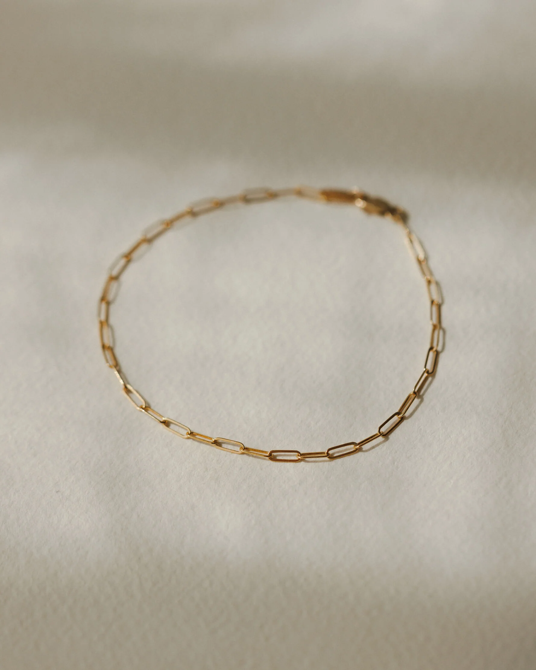 Solid Gold Dainty Paperclip Chain Bracelet - Image 3