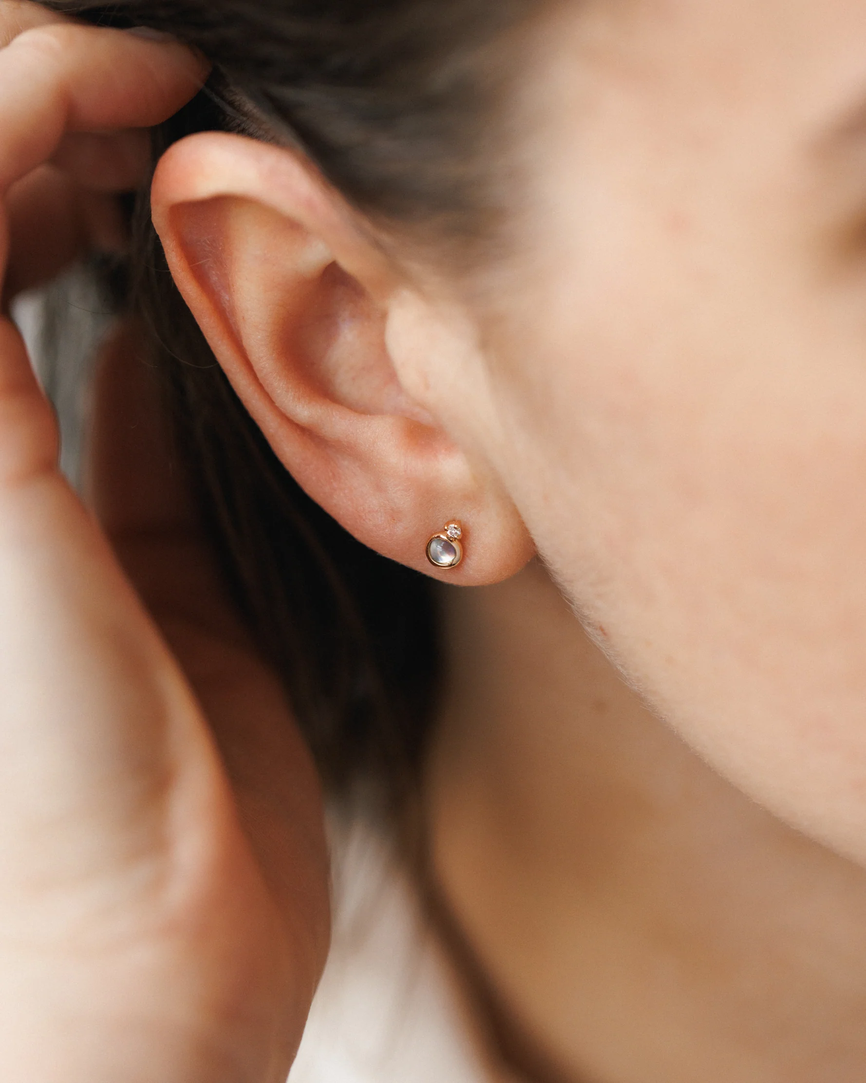 Solid Gold Moonstruck Studs - Image 2