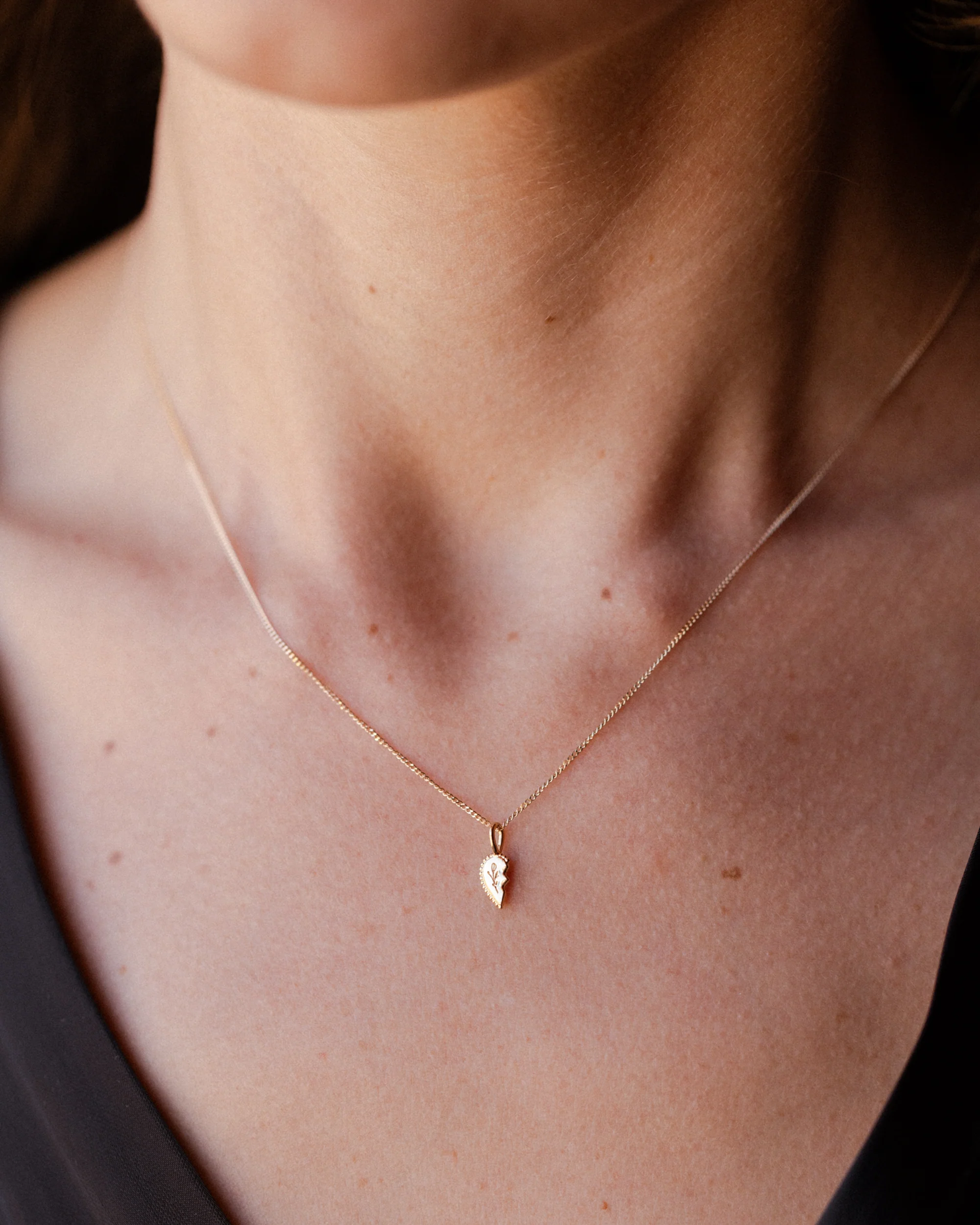 Solid Gold Shared Heart Necklace - Image 8