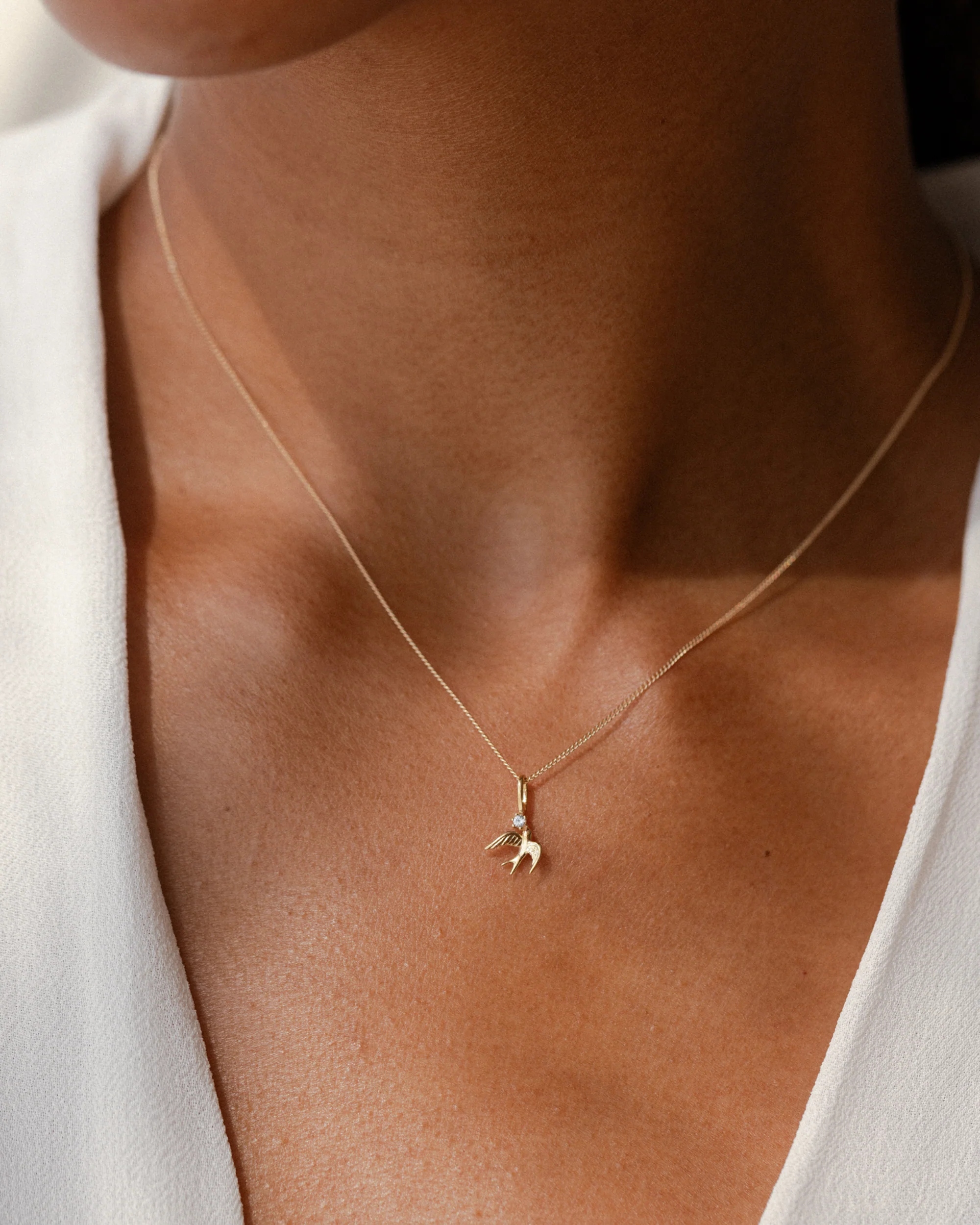 Solid Gold Swallow Charm - Image 2