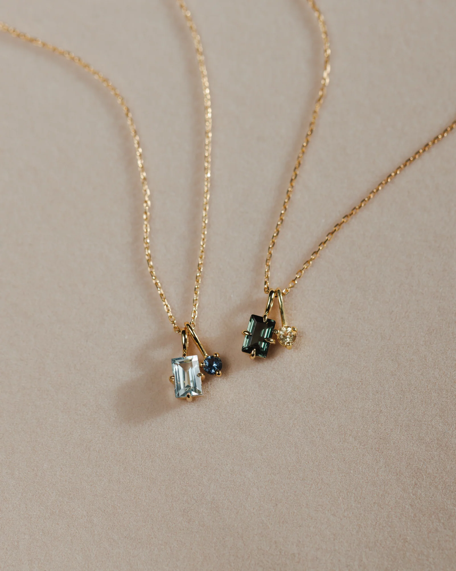 Solid Gold Toi et Moi Necklace - Image 2