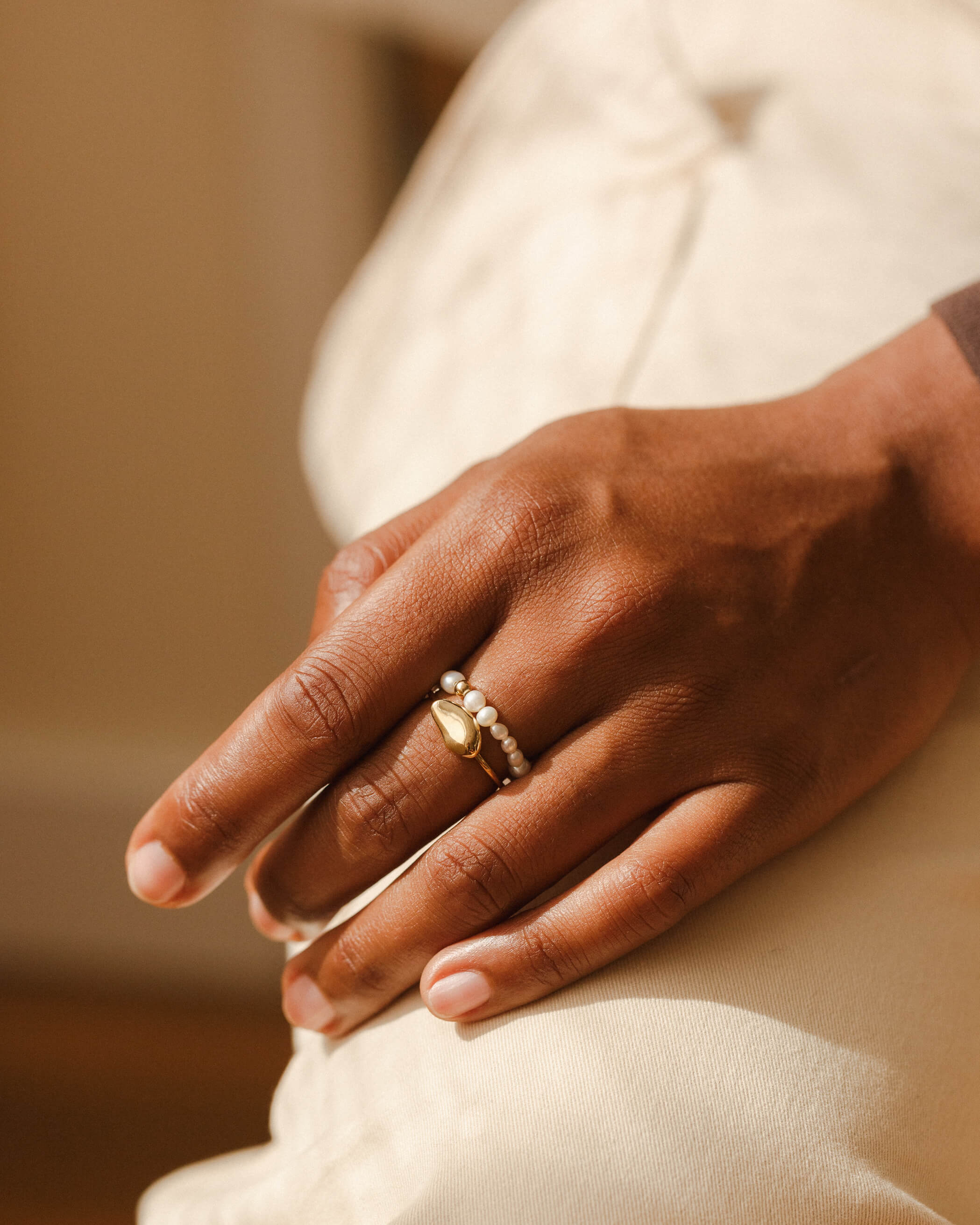 Solid Gold Worry Stone Ring - Image 6