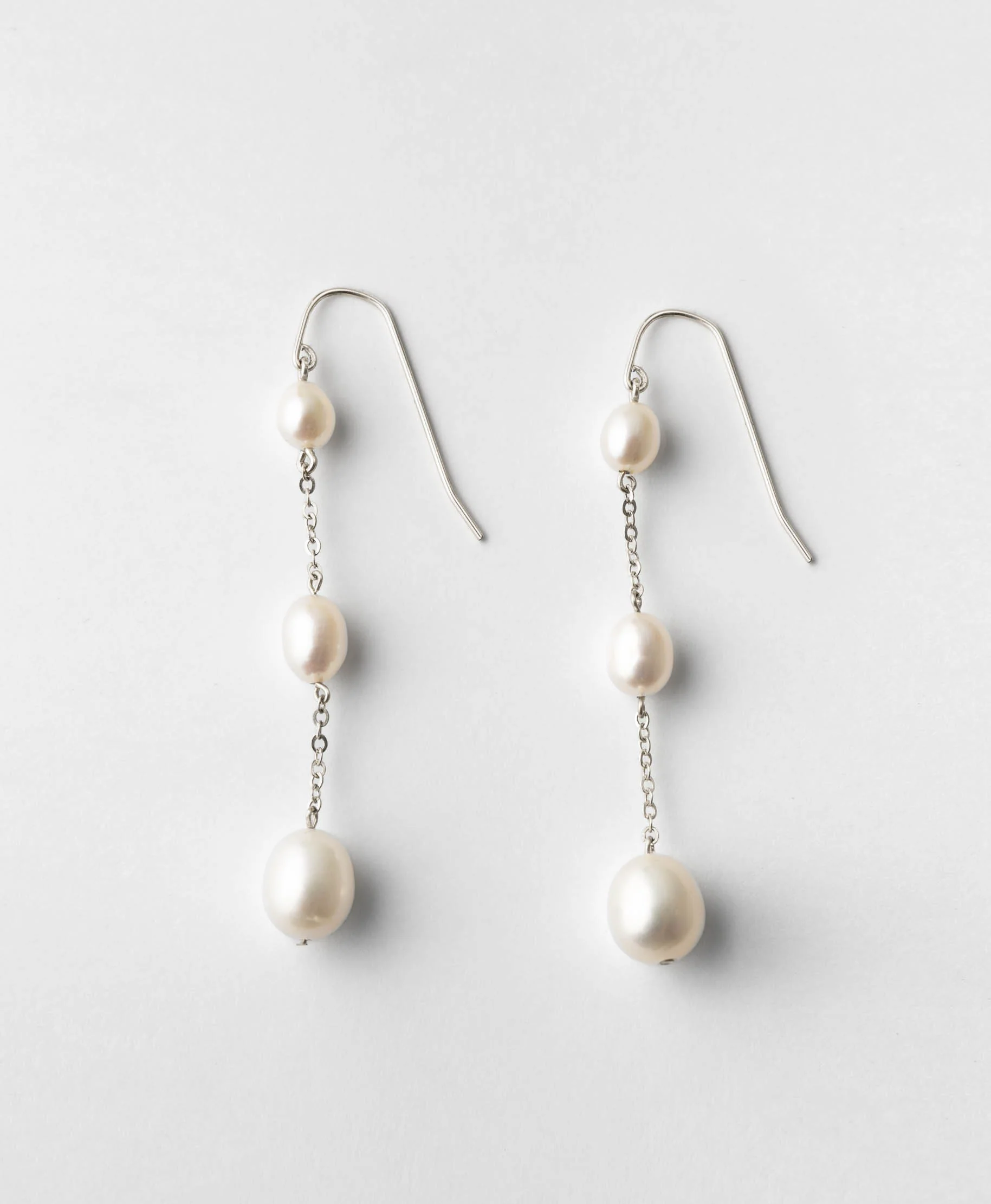 Trinity Pearl Drop Earrings - Image 2