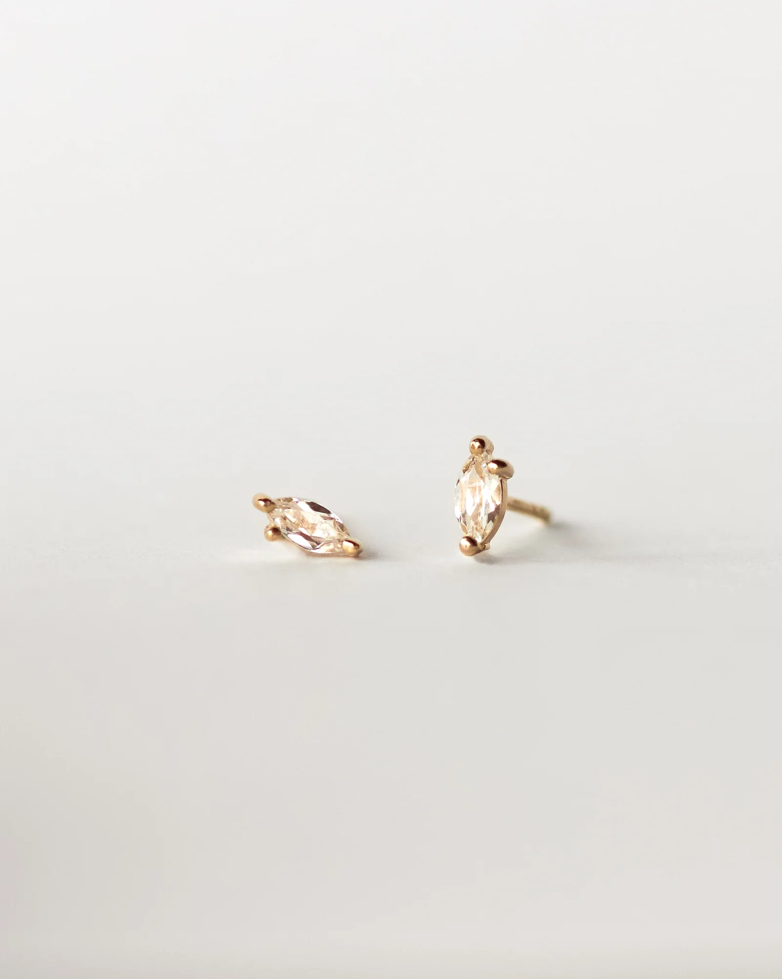 White Sapphire Leaflet Studs